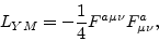 \begin{displaymath}L_{YM} = -\frac{1}{4}F^{a\mu\nu}F^a_{\mu\nu},\end{displaymath}